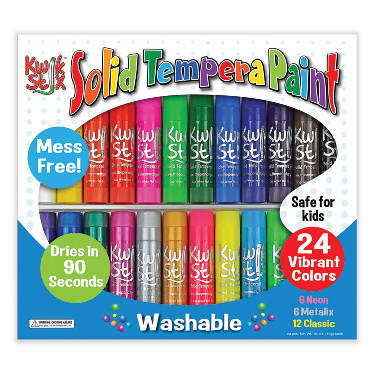 Kwik Stick Tempera Paint, 3.5", Assorted Colors, 24/Pack 1