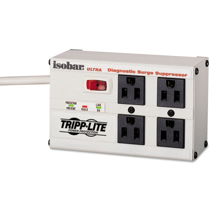 Isobar Surge Protector with Diagnostic LEDs, 4 AC Outlets, 6 ft Cord, 3,330 J, Light Gray 1