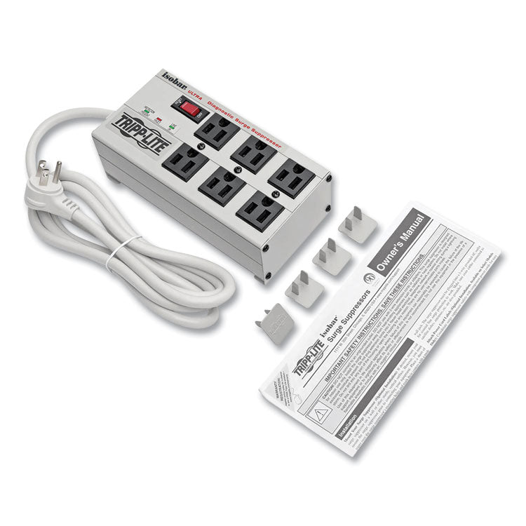 Isobar Surge Protector, 6 AC Outlets, 6 ft Cord, 3,330 J, Light Gray 8