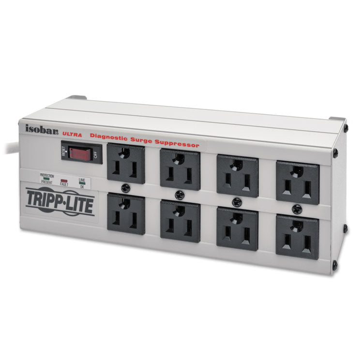 Isobar Surge Protector, 8 AC Outlets, 12 ft Cord, 3,840 J, Light Gray 1