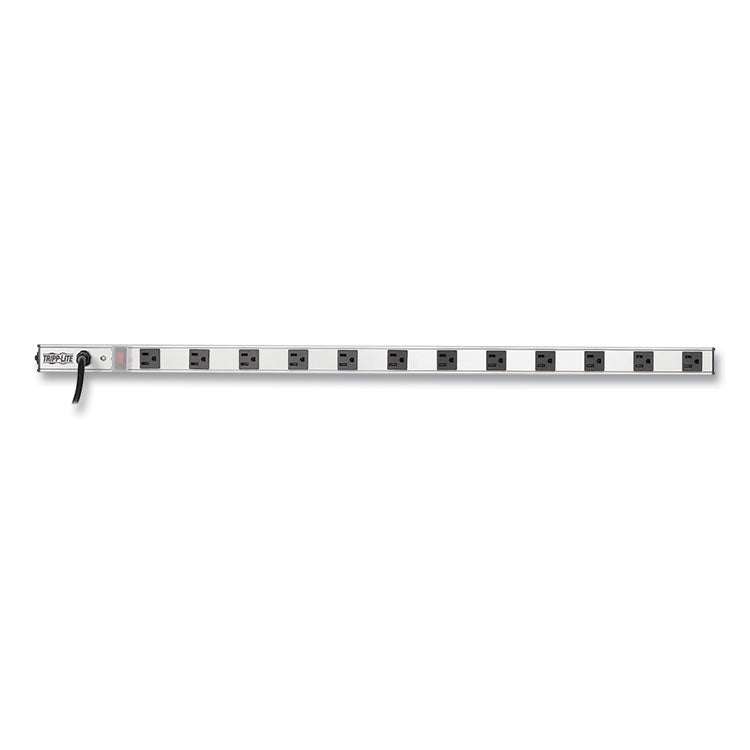 Vertical Power Strip, 12 Outlets, 15 ft Cord, Silver 1