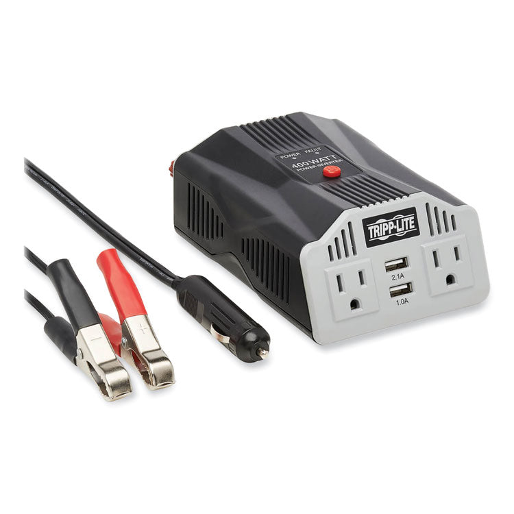 PowerVerter Ultra-Compact Car Inverter, 400 W, Two AC Outlets/Two USB Ports, 3.1 A 1