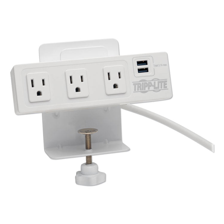 Surge Protector, 3 AC Outlets/2 USB Ports, 10 ft Cord, 510 J, White 1