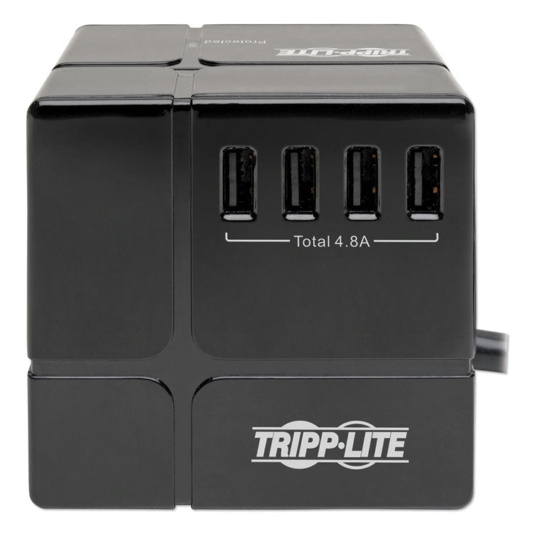 Power Cube Surge Protector, 3 AC Outlets/6 USB-A Ports, 6 ft Cord, 540 J, Black 2