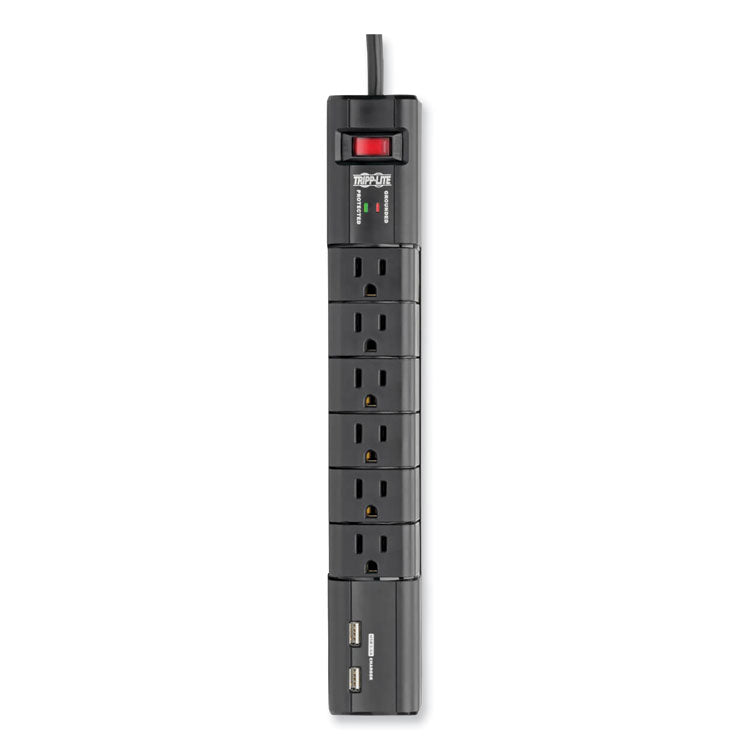 Protect It! Surge Protector, 6 AC Outlets/2 USB Ports, 8 ft Cord, 1,080 J, Black 5