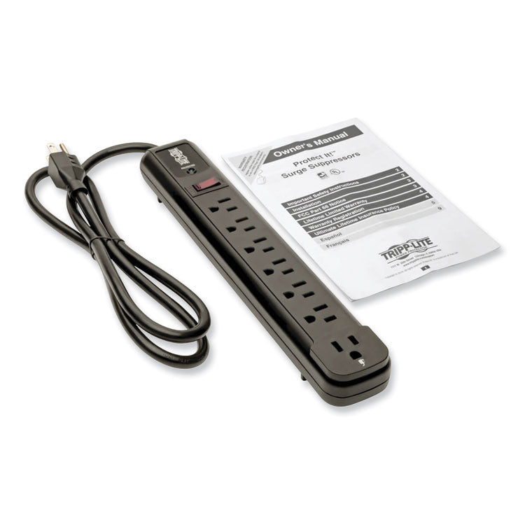 Protect It! Surge Protector, 7 AC Outlets, 4 ft Cord, 1,080 J, Black 7