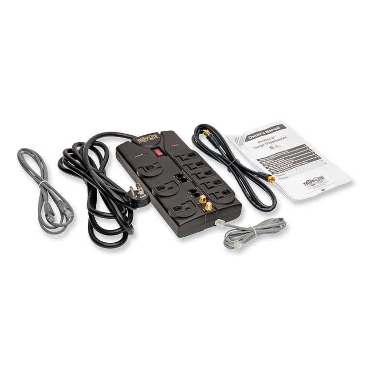 Protect It! Surge Protector, 8 AC Outlets, 10 ft Cord, 3,240 J, Black 8