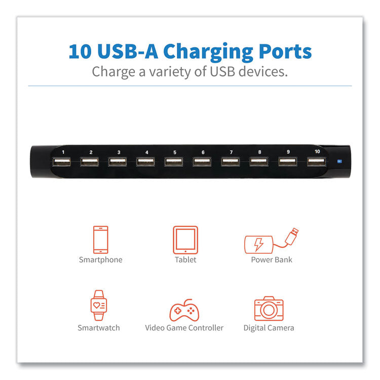 Desktop Charging Station with Adjustable Storage, 10 Devices, 9.4 x 4.7 x 1, Black 5