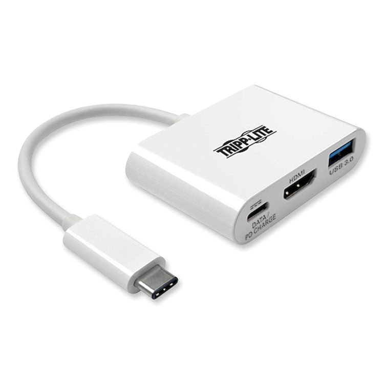 USB 3.1 Gen 1 USB-C to HDMI 4K Adapter, USB-A/USB-C PD Charging Ports, 3", White 1