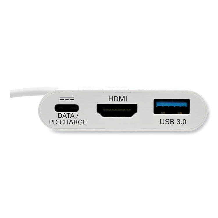 USB 3.1 Gen 1 USB-C to HDMI 4K Adapter, USB-A/USB-C PD Charging Ports, 3", White 3