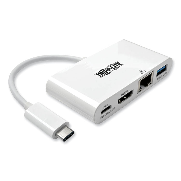 USB 3.1 Gen 1 USB-C to HDMI Adapter, USB-A/USB-C PD Charging/Gigabit Ethernet, 3", White 1