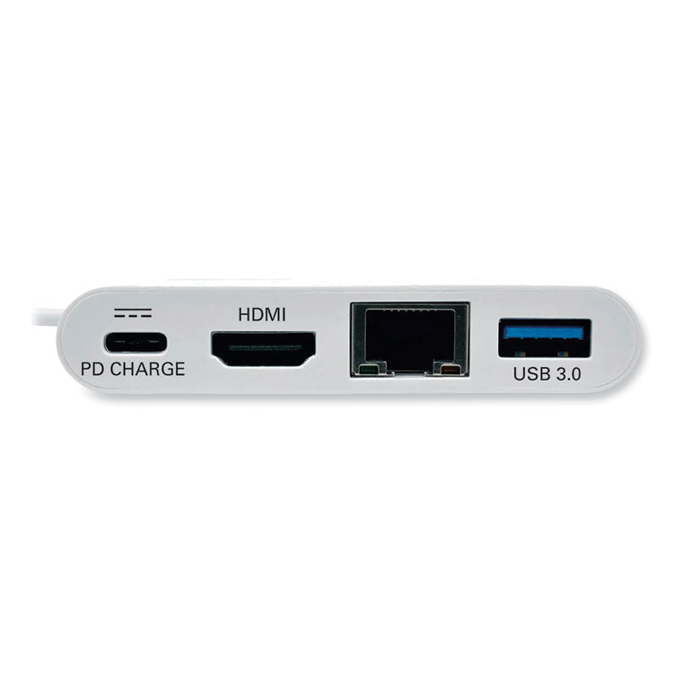 USB 3.1 Gen 1 USB-C to HDMI Adapter, USB-A/USB-C PD Charging/Gigabit Ethernet, 3", White 3