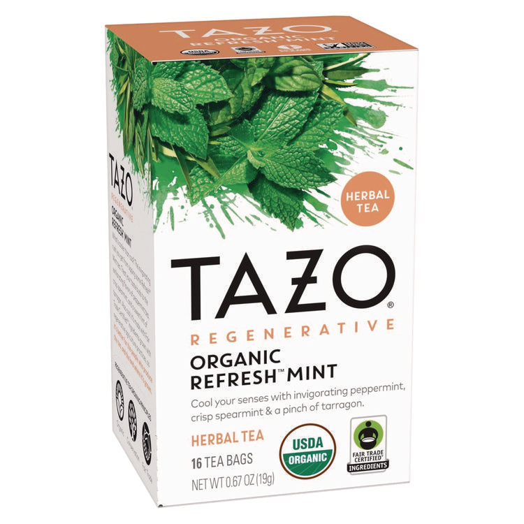 Tea Bags, Organic Refresh Mint, 16/Box, 6 Boxes/Carton 1