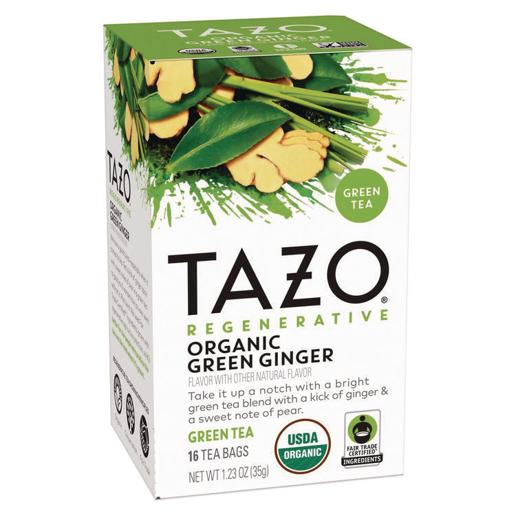 Tea Bags, Organic Green Ginger, 16/Box, 6 Boxes/Carton 1