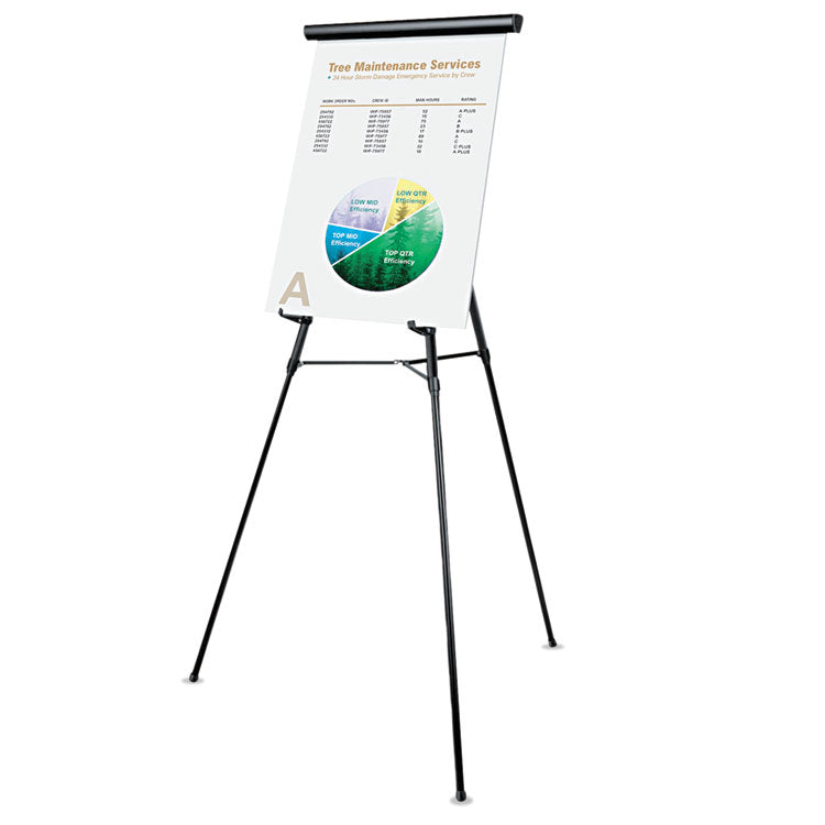 3-Leg Telescoping Easel With Pad Retainer, Adjusts 34" To 64", Aluminum, Black 1