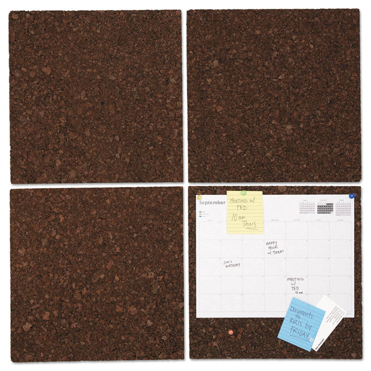 Cork Tile Panels, 12 x 12, Dark Brown Surface, 4/Pack 1