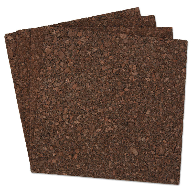 Cork Tile Panels, 12 x 12, Dark Brown Surface, 4/Pack 2