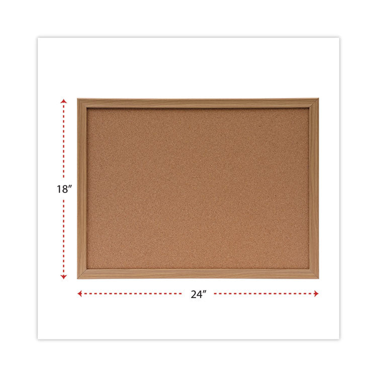 Cork Board with Oak Style Frame, 24 x 18, Tan Surface 2