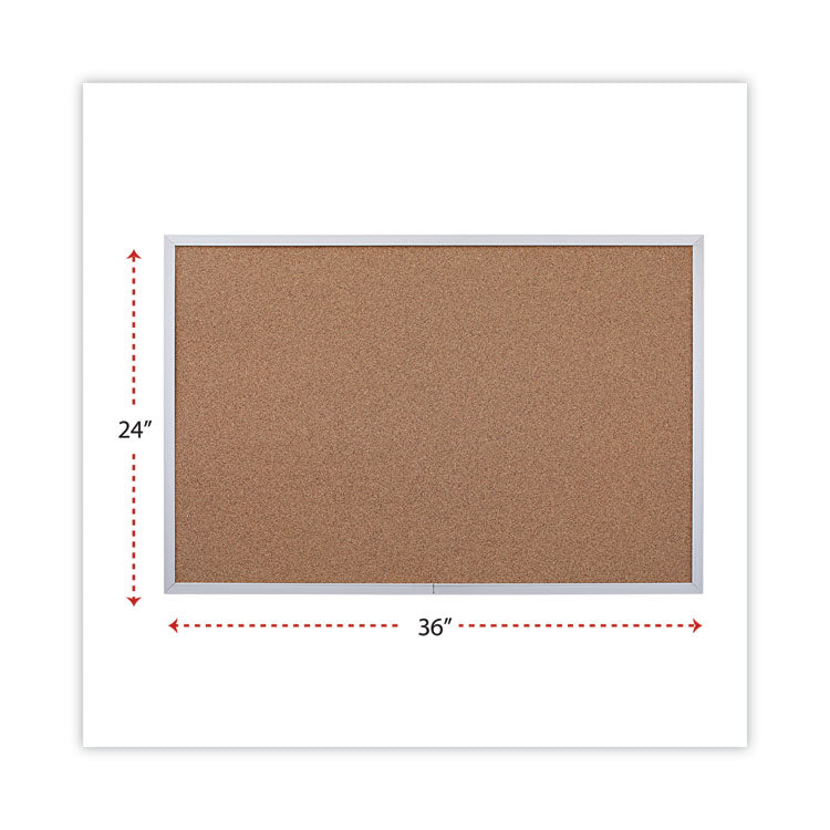 Cork Bulletin Board, 36 x 24, Tan Surface, Aluminum Frame 2