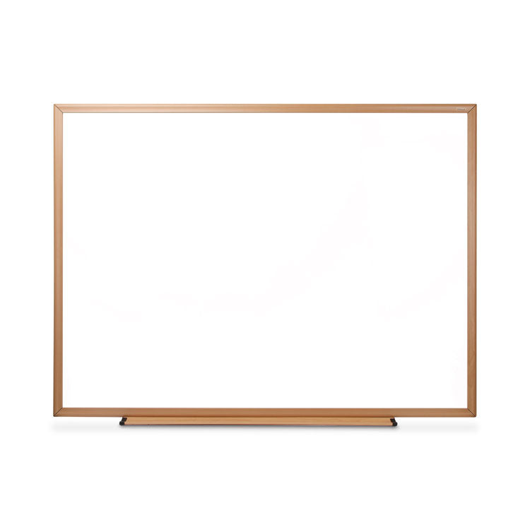 Deluxe Melamine Dry Erase Board, 48 x 36, Melamine White Surface, Oak Fiberboard Frame 1