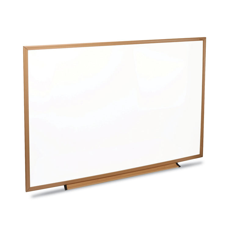 Deluxe Melamine Dry Erase Board, 48 x 36, Melamine White Surface, Oak Fiberboard Frame 2