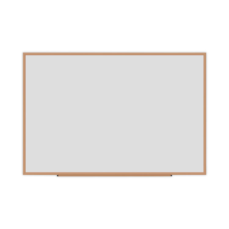 Deluxe Melamine Dry Erase Board, 72 x 48, Melamine White Surface, Oak Fiberboard Frame 1