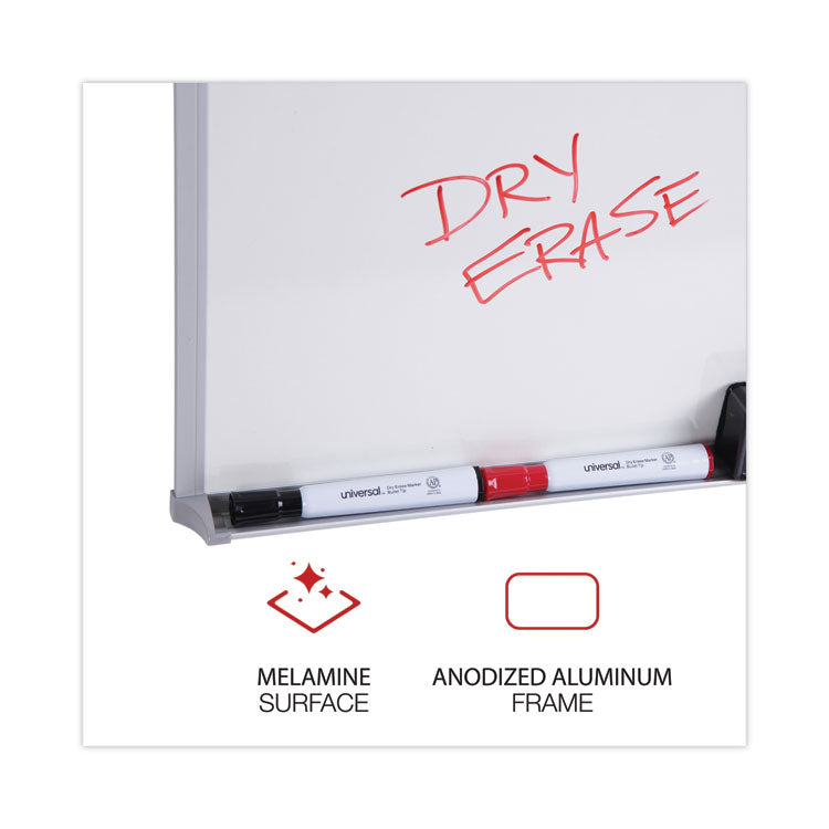 Melamine Dry Erase Board with Aluminum Frame, 36 x 24, White Surface, Anodized Aluminum Frame 2