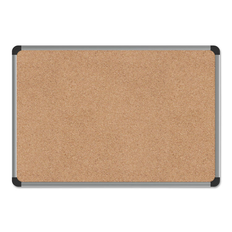 Cork Board with Aluminum Frame, 24 x 18, Tan Surface 1