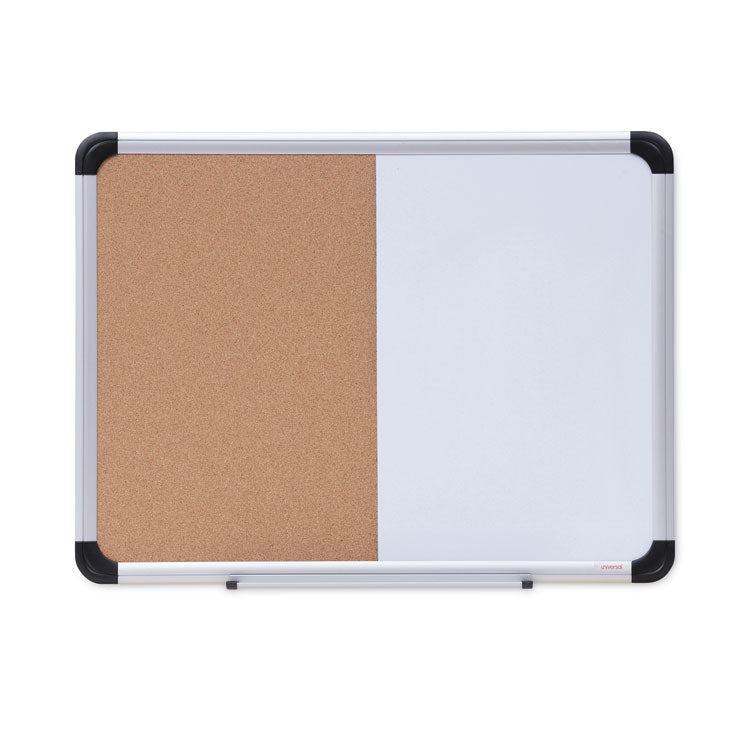 Cork/Dry Erase Board, Melamine, 24 x 18, Tan/White Surface, Gray/Black Aluminum/Plastic Frame 1