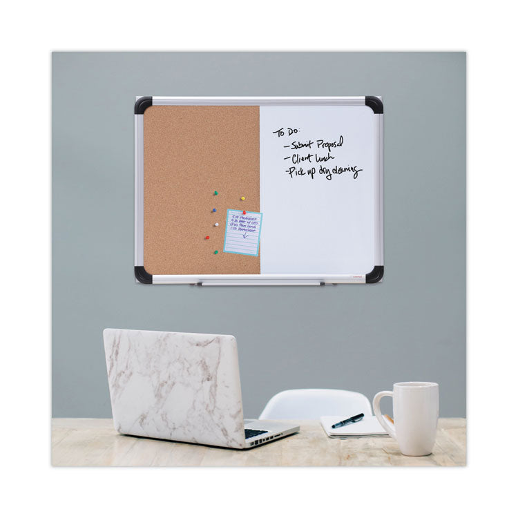 Cork/Dry Erase Board, Melamine, 24 x 18, Tan/White Surface, Gray/Black Aluminum/Plastic Frame 7