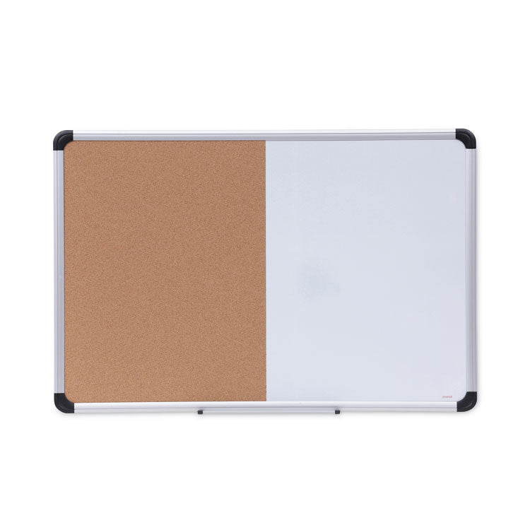 Cork/Dry Erase Board, Melamine, 36 x 24, Tan/White Surface, Gray/Black Aluminum/Plastic Frame 1