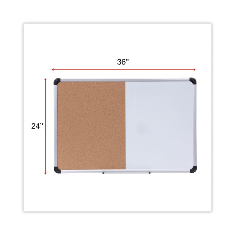 Cork/Dry Erase Board, Melamine, 36 x 24, Tan/White Surface, Gray/Black Aluminum/Plastic Frame 3