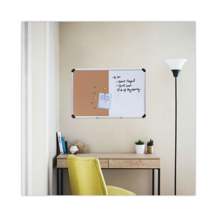 Cork/Dry Erase Board, Melamine, 36 x 24, Tan/White Surface, Gray/Black Aluminum/Plastic Frame 7