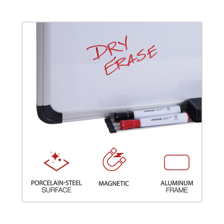 Deluxe Porcelain Magnetic Dry Erase Board, 48 x 36, White Surface, Silver/Black Aluminum Frame 2