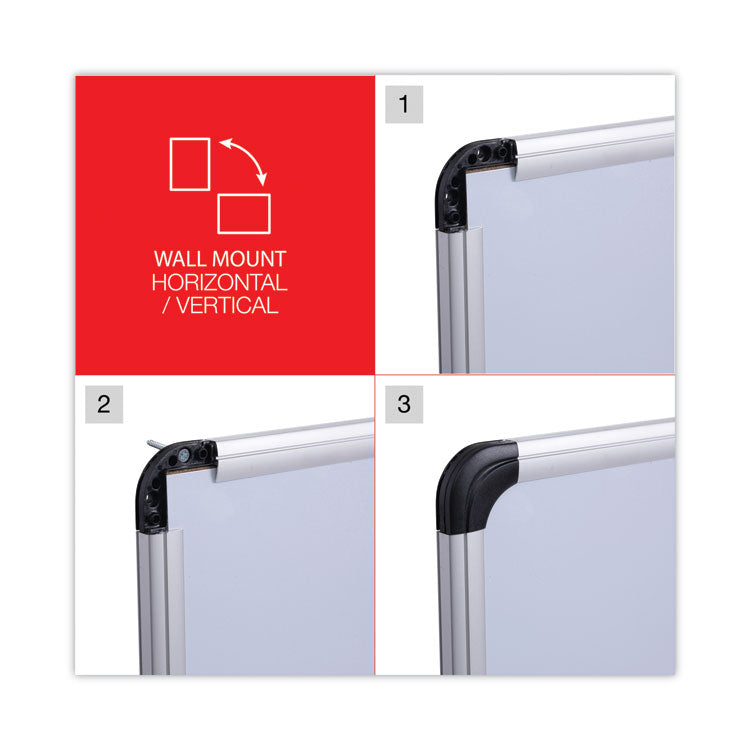 Deluxe Porcelain Magnetic Dry Erase Board, 48 x 36, White Surface, Silver/Black Aluminum Frame 6