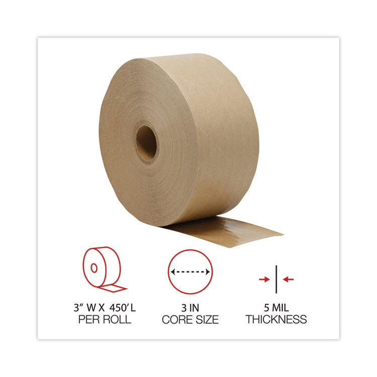 Glass-Fiber Reinforced Gummed Kraft Sealing Tape, 3" Core, 3" X 450 Ft, Brown, 10/carton 4