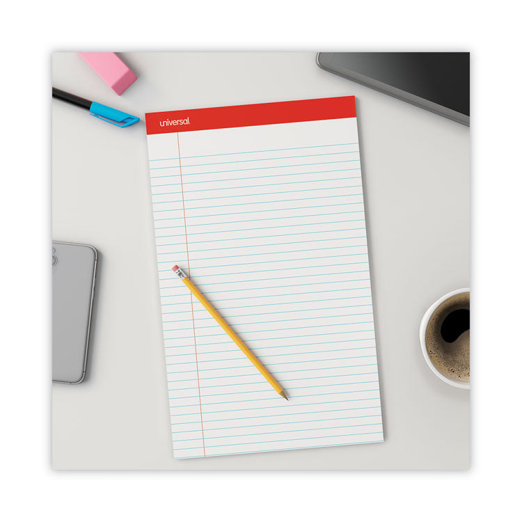 Perforated Ruled Writing Pads, Wide/legal Rule, Red Headband, 50 White 8.5 X 14 Sheets, Dozen 8