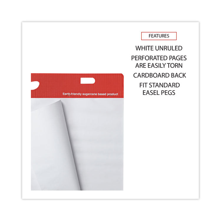 Renewable Resource Sugarcane Based Easel Pads, Unruled, 27 x 34, White, 50 Sheets, 2/Carton 3