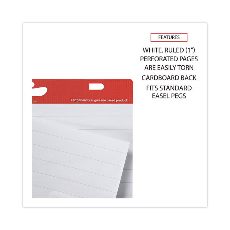 Renewable Resource Sugarcane Based Easel Pads, Presentation Format (1" Rule), 27 x 34, White, 50 Sheets, 2/Carton 3