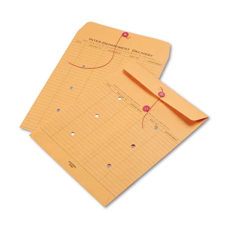 Light Brown Kraft String/Button Interoffice Envelope, #97, Two-Sided Five-Column Format, 10 x 13, Light Brown Kraft, 100/Box 2