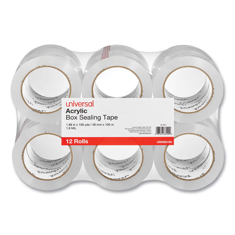 Deluxe General-Purpose Acrylic Box Sealing Tape, 3" Core, 1.88" x 109 yds, Clear, 12/Pack 1