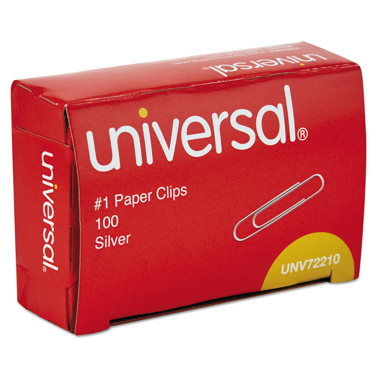 Paper Clips, #1, Smooth, Silver, 100 Clips/Box, 10 Boxes/Pack, 12 Packs/Carton 1