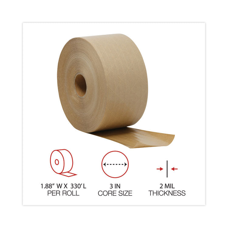 Glass-Fiber Reinforced Gummed Kraft Sealing Tape, 3" Core, 3" X 375 Ft, Brown, 8/carton 4