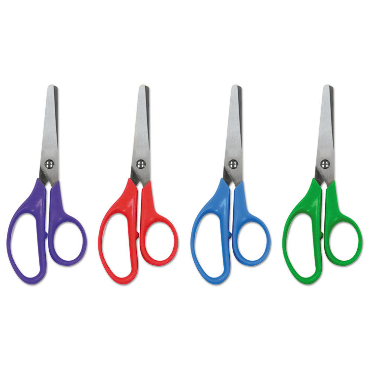 Kids' Scissors, Rounded Tip, 5" Long, 1.75" Cut Length, Assorted Straight Handles, 12/pack 2