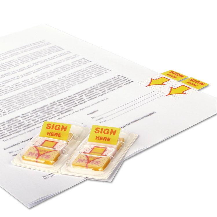 Deluxe Message Arrow Flags, "sign Here", Yellow, 500/pack 2