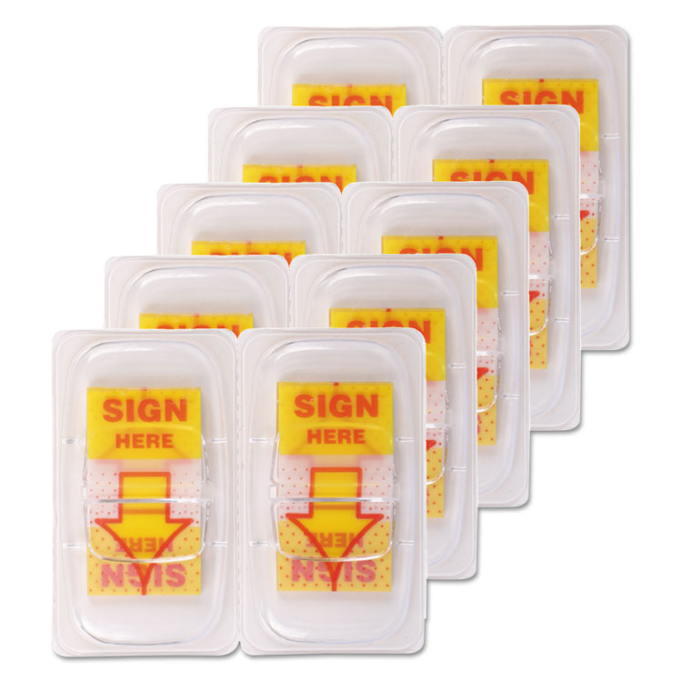 Deluxe Message Arrow Flags, "sign Here", Yellow, 500/pack 3