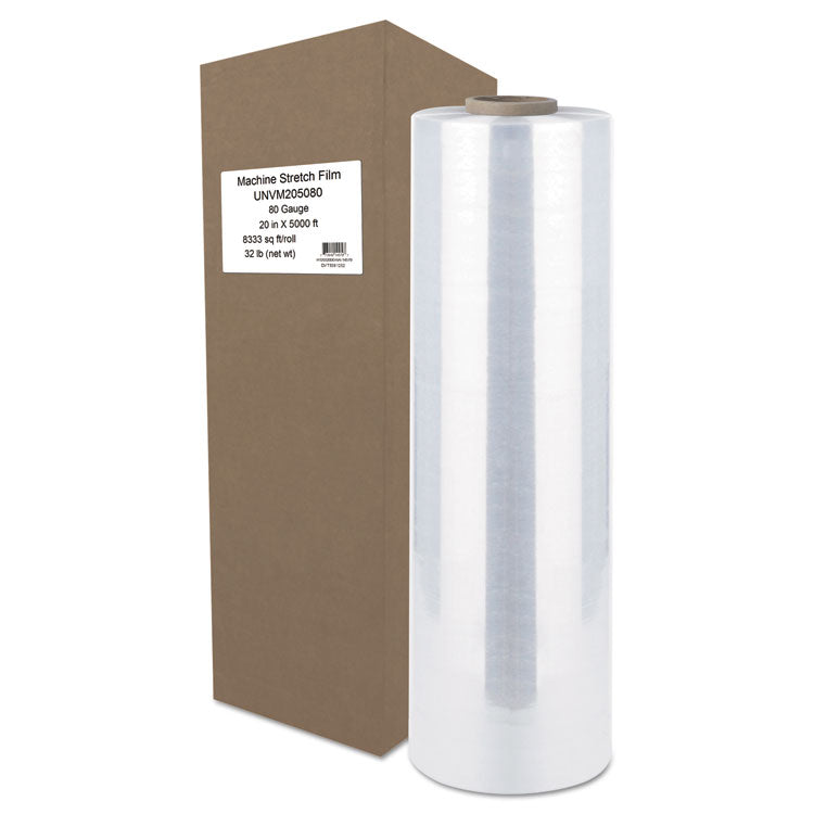 Machine Stretch Film, 20" x 5,000 ft, 20.3 mic, (80-Gauge), Clear 1