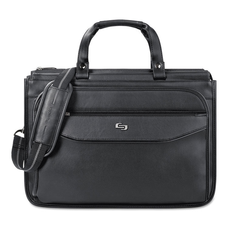 Harrison Briefcase, Fits Devices Up to 15.6", Vinyl, 16.75 x 7.75 x 12, Black 1