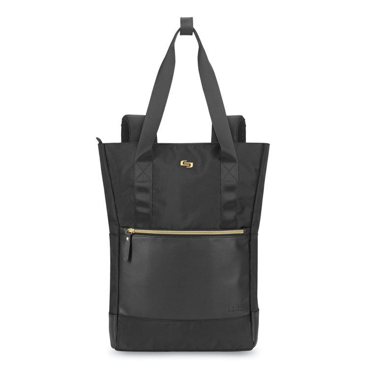 Parker Hybrid Tote/Backpack, Fits Devices Up to 15.6", Polyester, 3.75 x 16.5 x 16.5, Black/Gold 1