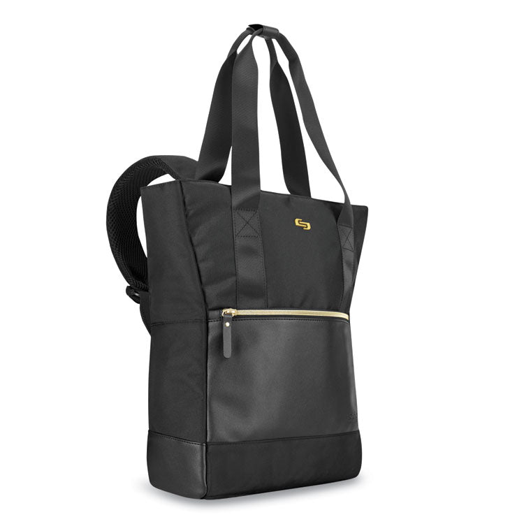 Parker Hybrid Tote/Backpack, Fits Devices Up to 15.6", Polyester, 3.75 x 16.5 x 16.5, Black/Gold 2